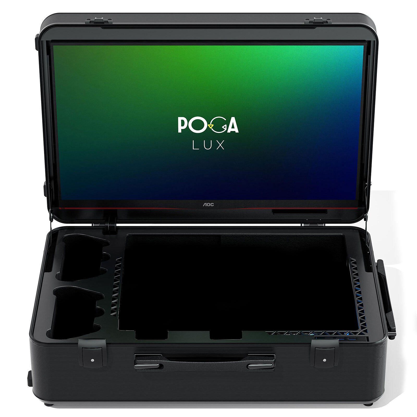 poga-lux-ps5-negro.jpg POGA Lux – Maleta Gaming Portátil con Pantalla 24” 180Hz Full HD para PlayStation 5 - Imagen 1